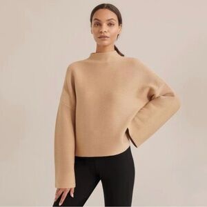 Modern Citizen Lou Swing Ribbed Sweater - Camel - Mock Neck